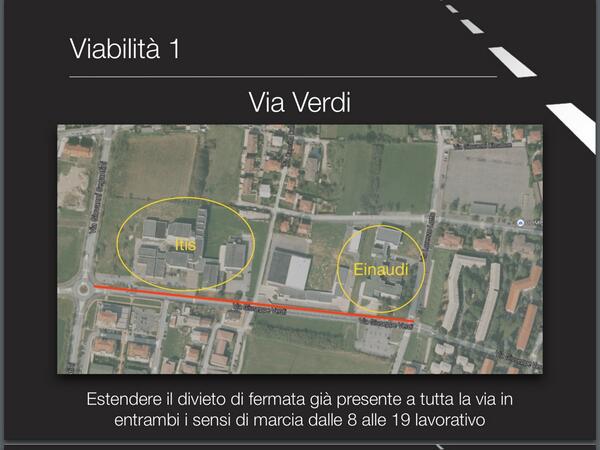 il primo punto nevralgico è via verdi, con ITIS e Einaudi: proponiamo di estendere divieto di sosta #opendalmine http://t.co/PdYVZmcdEc